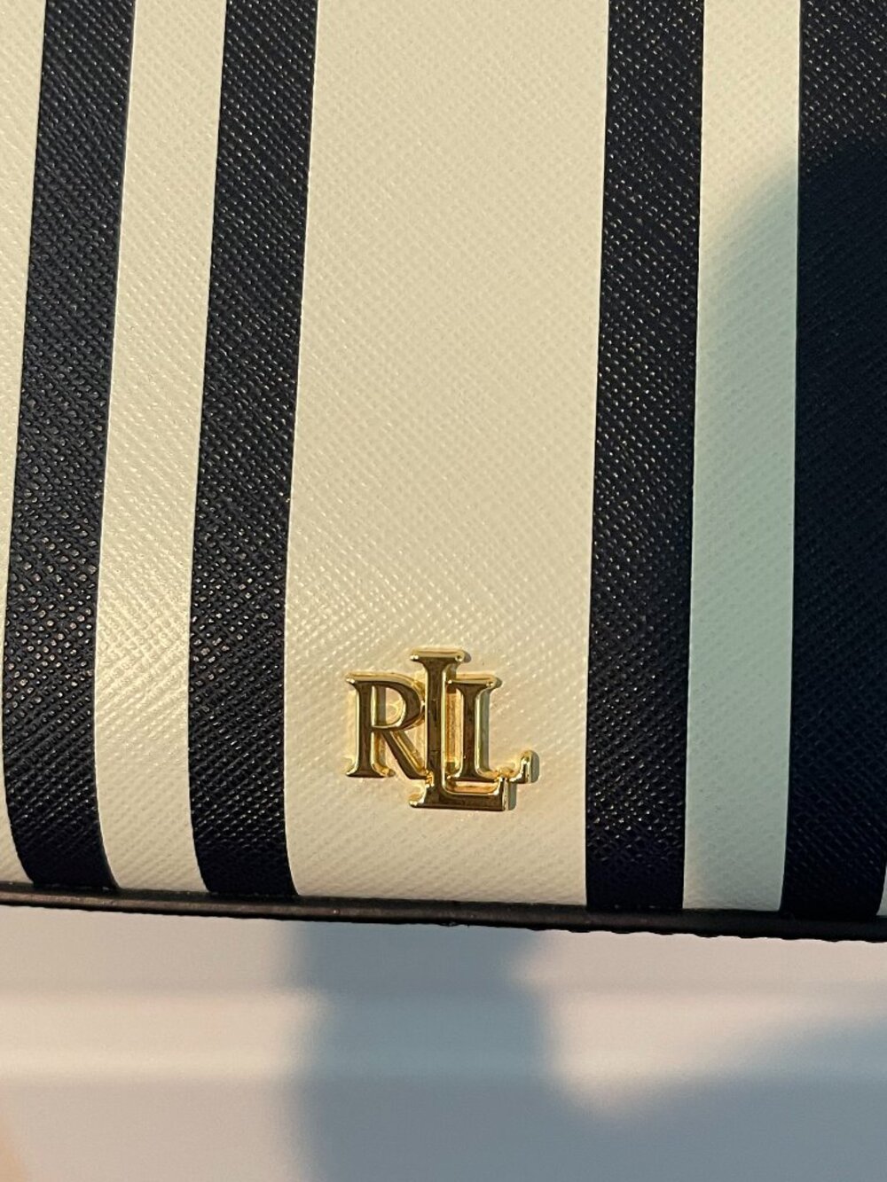 *Rare* NWOT Lauren Ralph Lauren Striped Leather Medium Danni Bag - Picture 2 of 12
